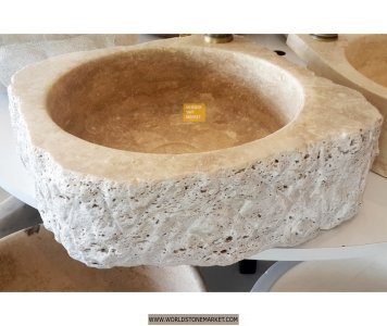 Tumbled Travertine Triangle Sink